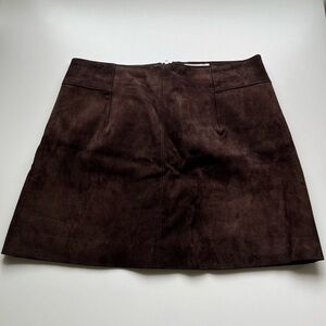 H&M Women’s Dark Brown Suede Skirt - Size 10